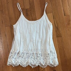 Paper Tee Lace White Cream Women's Tank Top Boho Cami Size Large